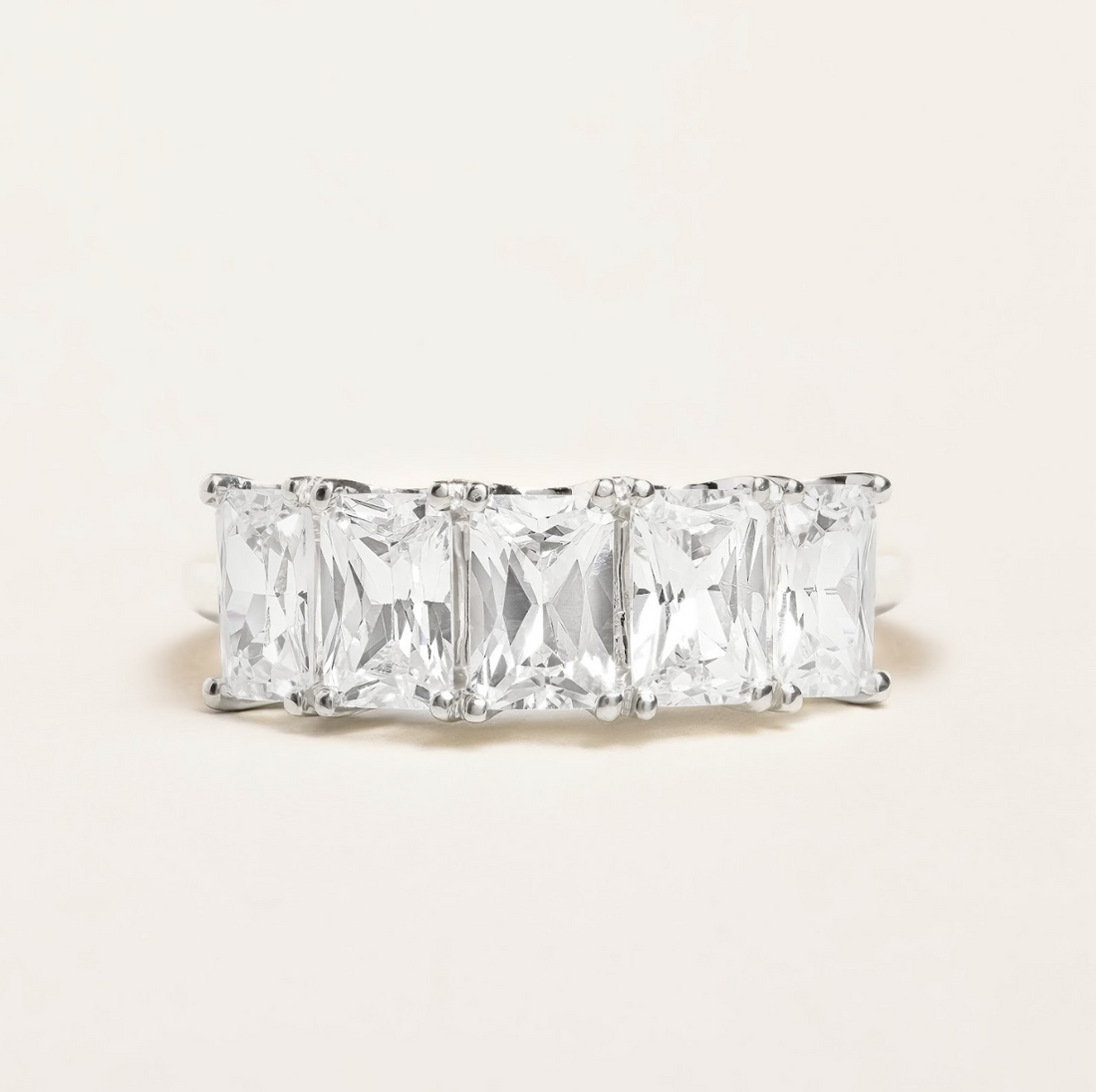 2.5 CT Radiant Shaped Five Stone Moissanite Wedding Band