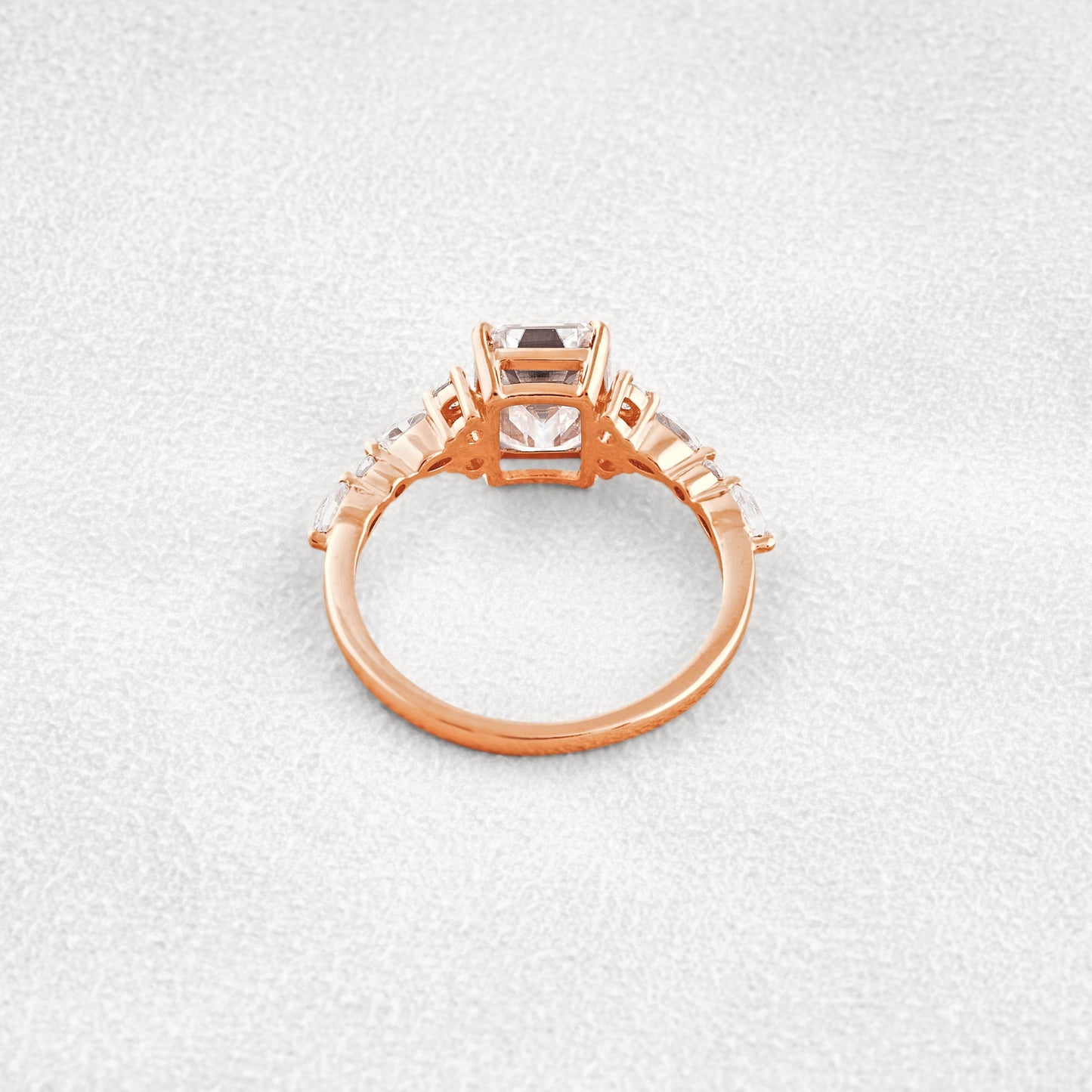 2.3 CT Emerald Cut Cluster Moissanite Diamond Engagement Ring In White Gold