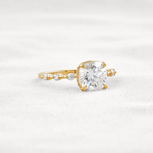 2.15 CT Cushion Cut Moissanite Diamond Engagement Ring & Wedding Ring