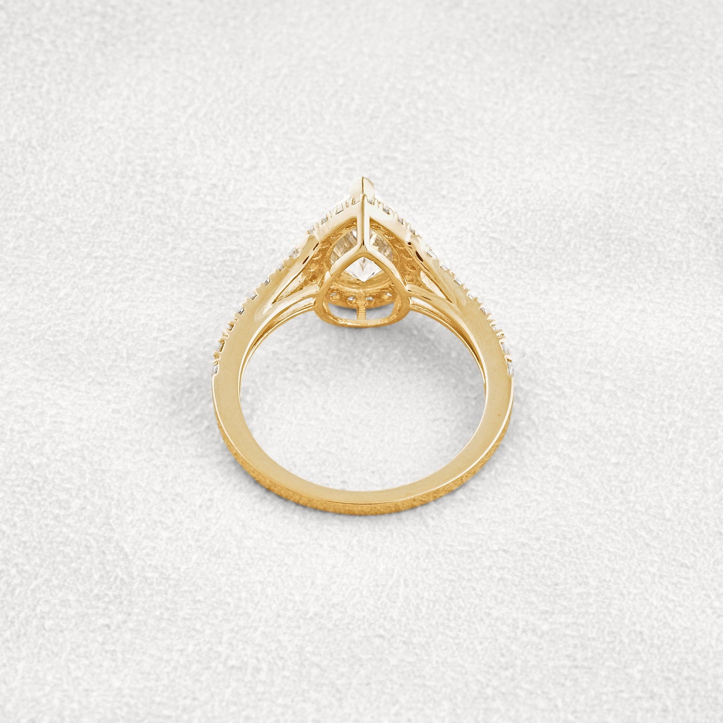 3.1 CT Pear Cut Halo & Pave Moissanite Diamond Engagement Ring In Rose Gold