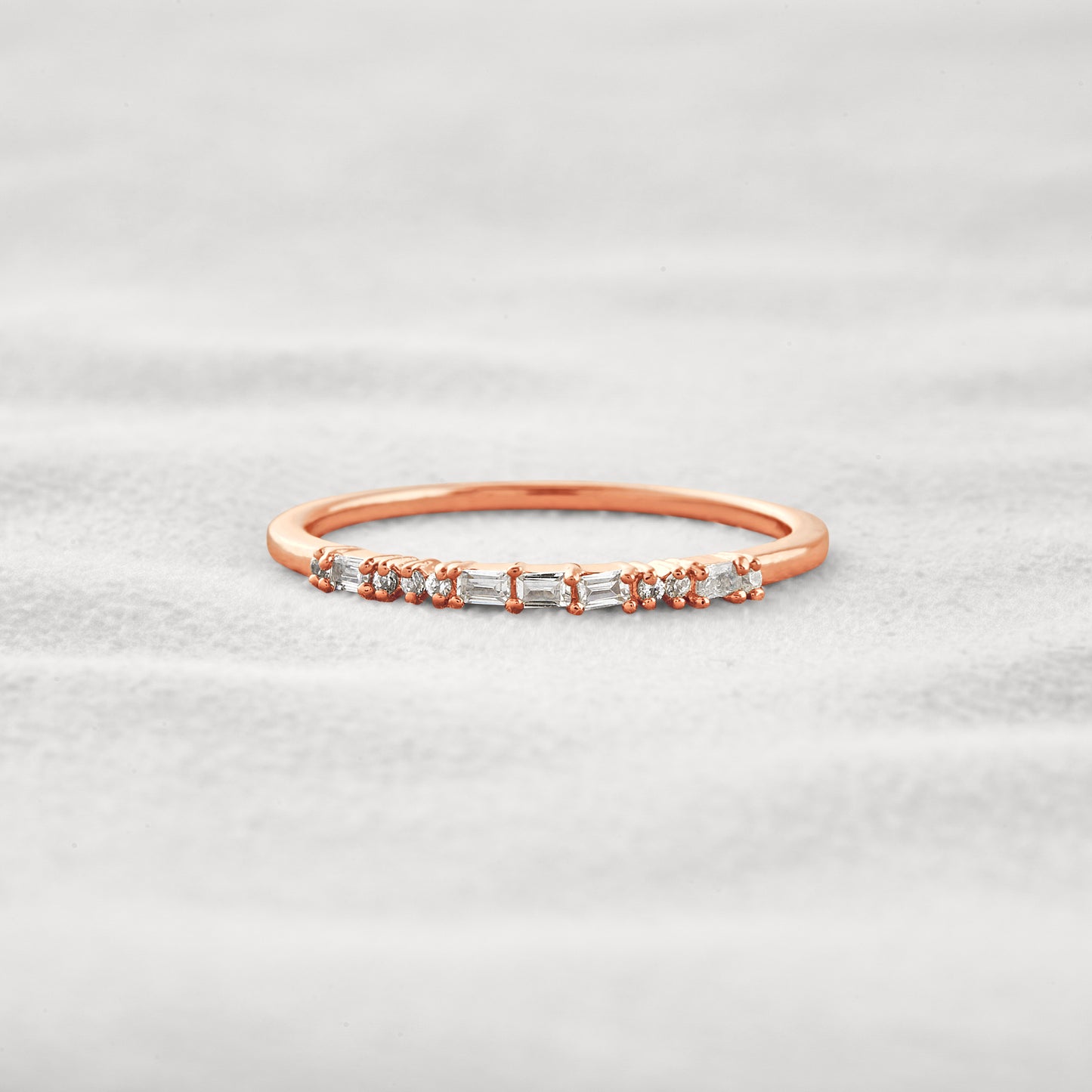 0.12 CT Baguette & Round Shaped Moissanite Wedding Band