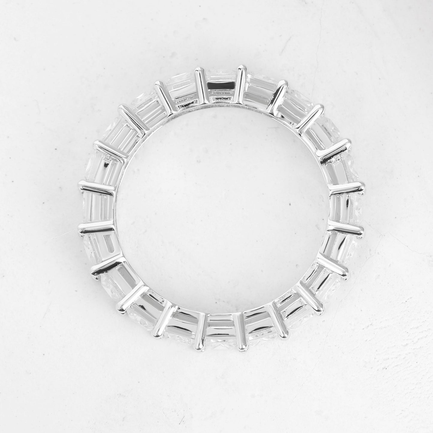 Emerald Moissanite Full Eternity Stacking Wedding Band