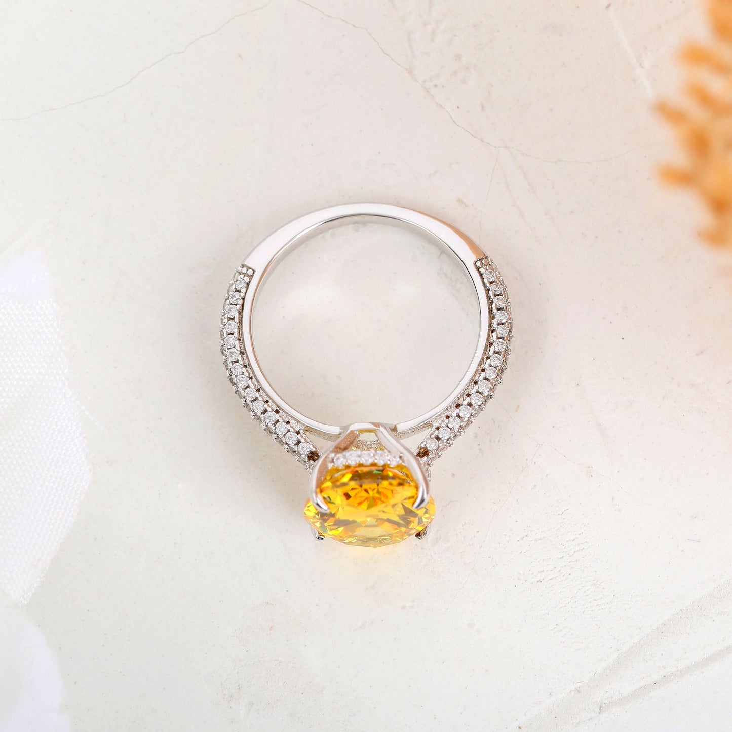 4 CT Oval Cut Pave Moissanite Diamond Engagement Ring