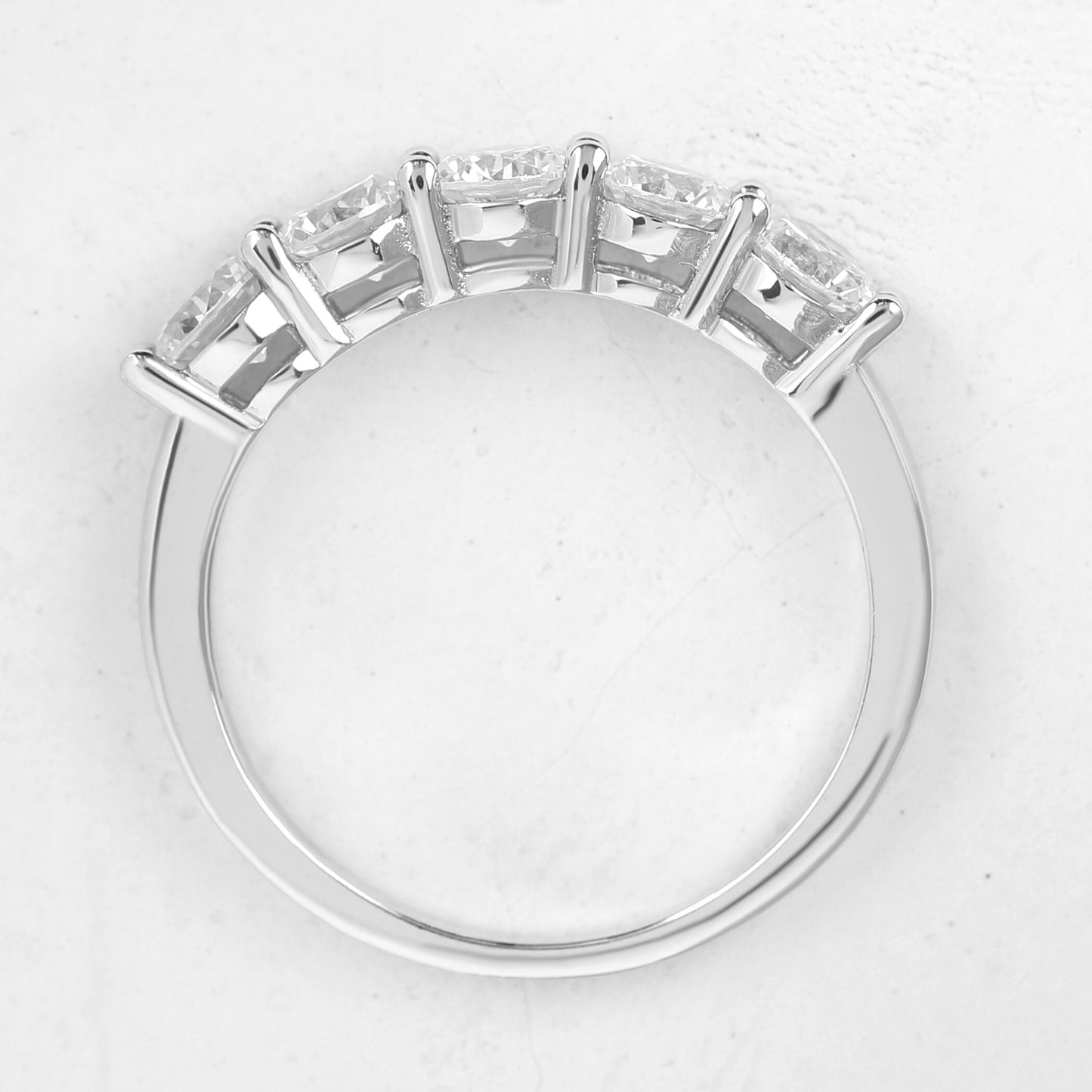 Round Minimalist Moissanite Diamond Criss Cross Wedding Band