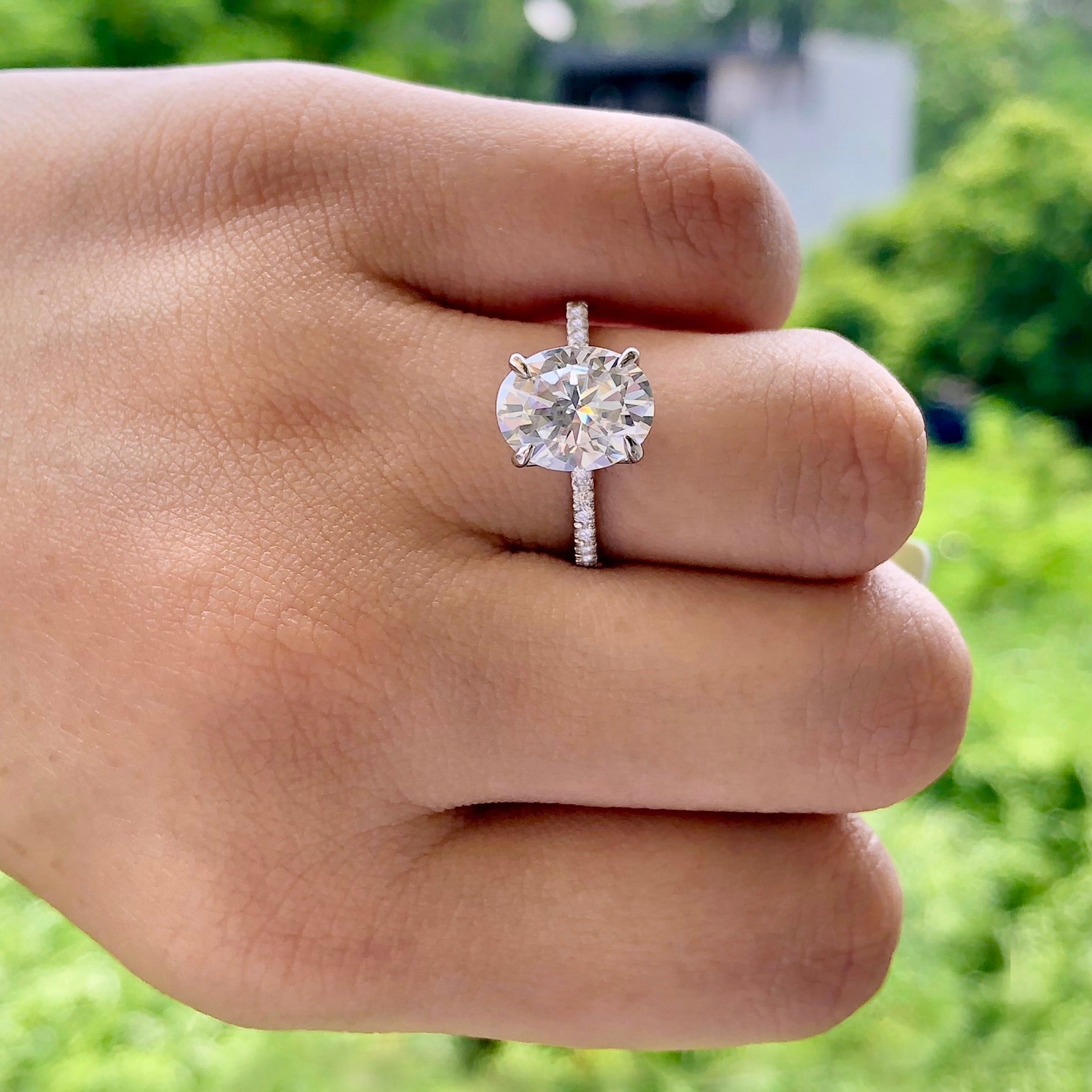 Oval Platinum Moissanite Engagement Rings Solitaire Ring Carat