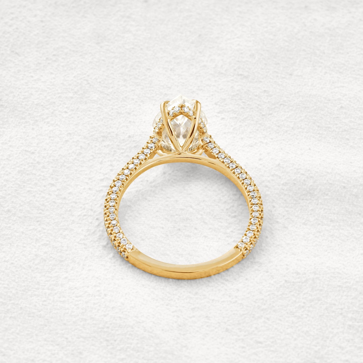 3.1 CT Pear Cut Pave Moissanite Diamond Engagement Ring In Rose Gold