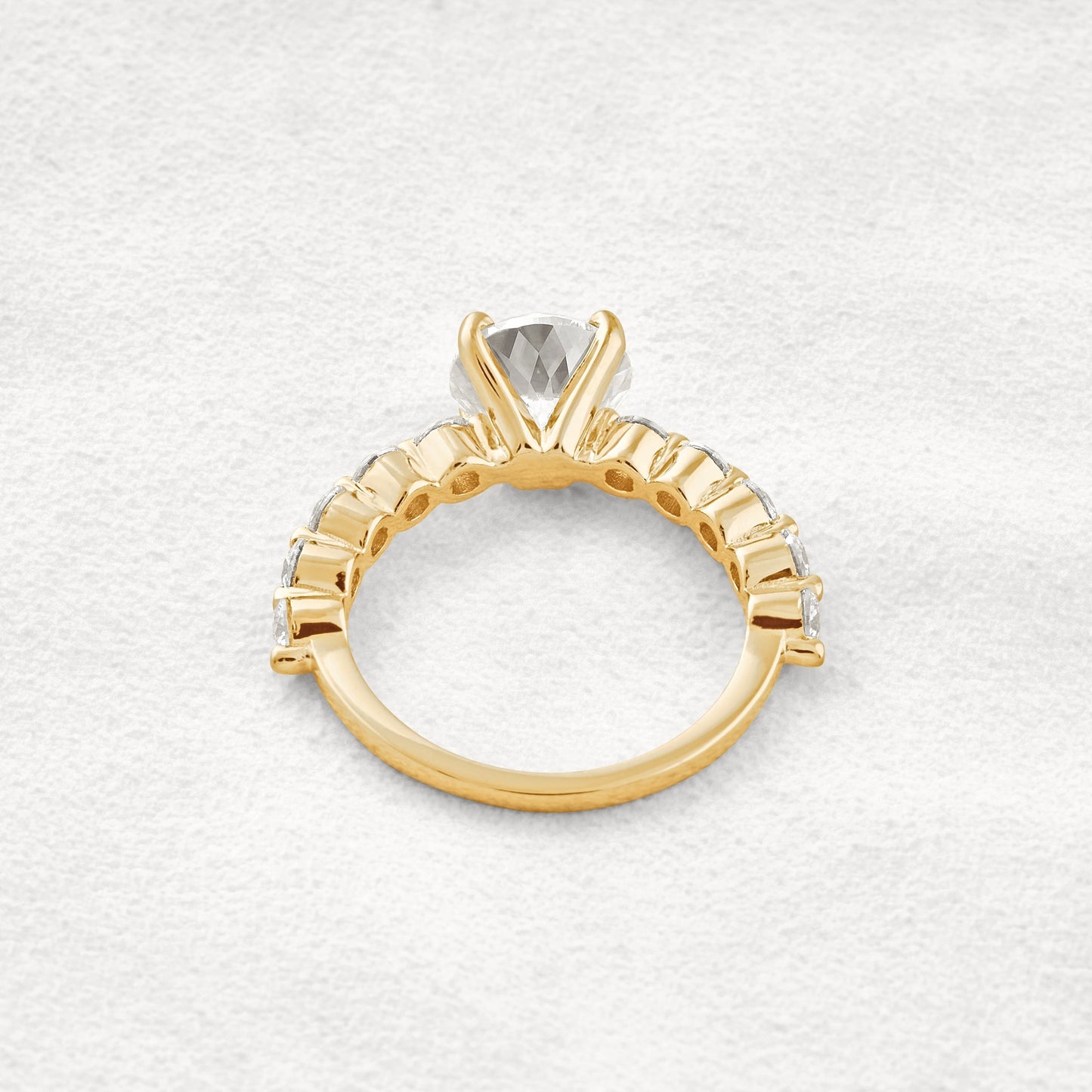 2.2 CT Portuguese Round Cut Moissanite Diamond Engagement Ring In Rose Gold