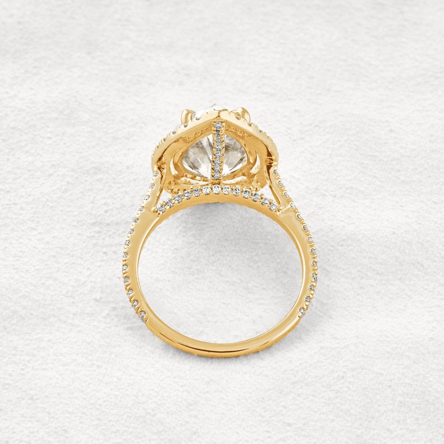 6.15 CT Pear Cut Halo & Pave Moissanite Diamond Engagement Ring In Rose Gold