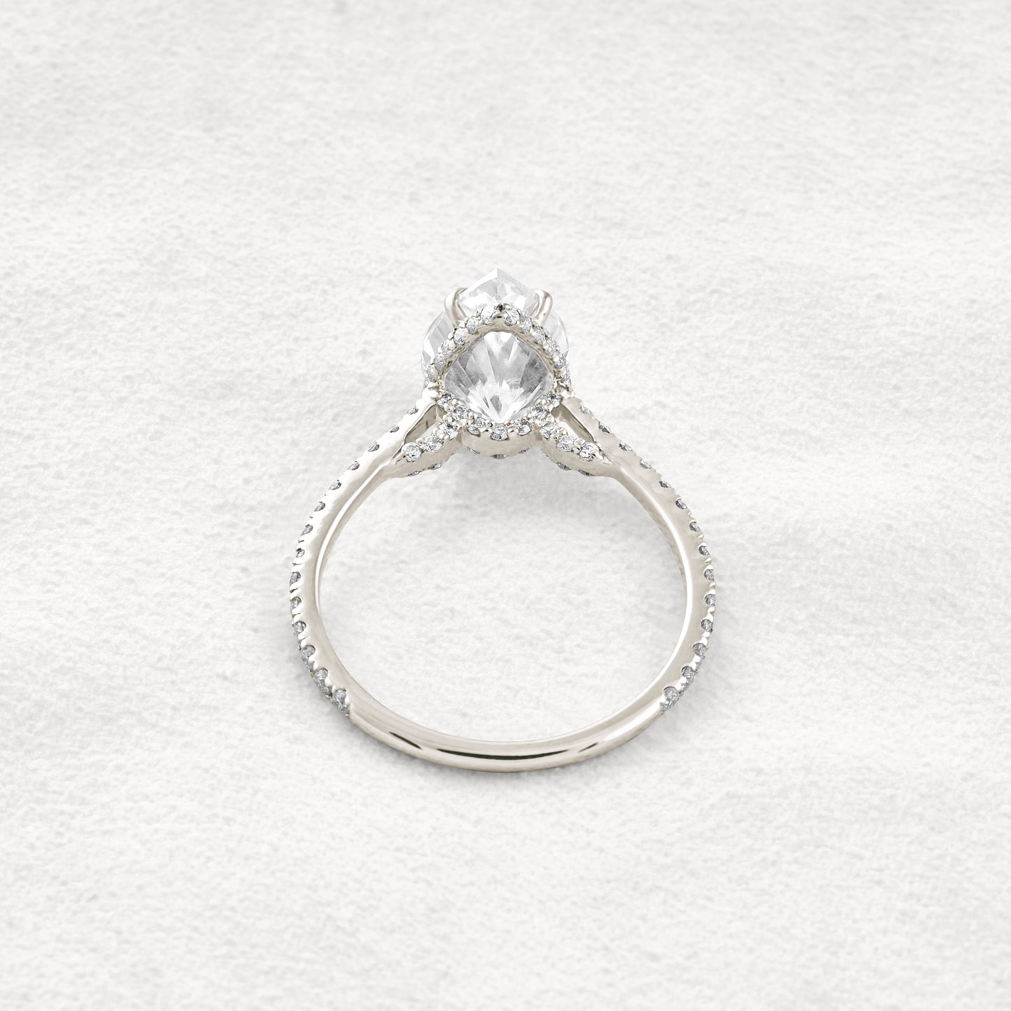 2.8 CT Pear Cut Pave Moissanite Diamond Engagement Ring