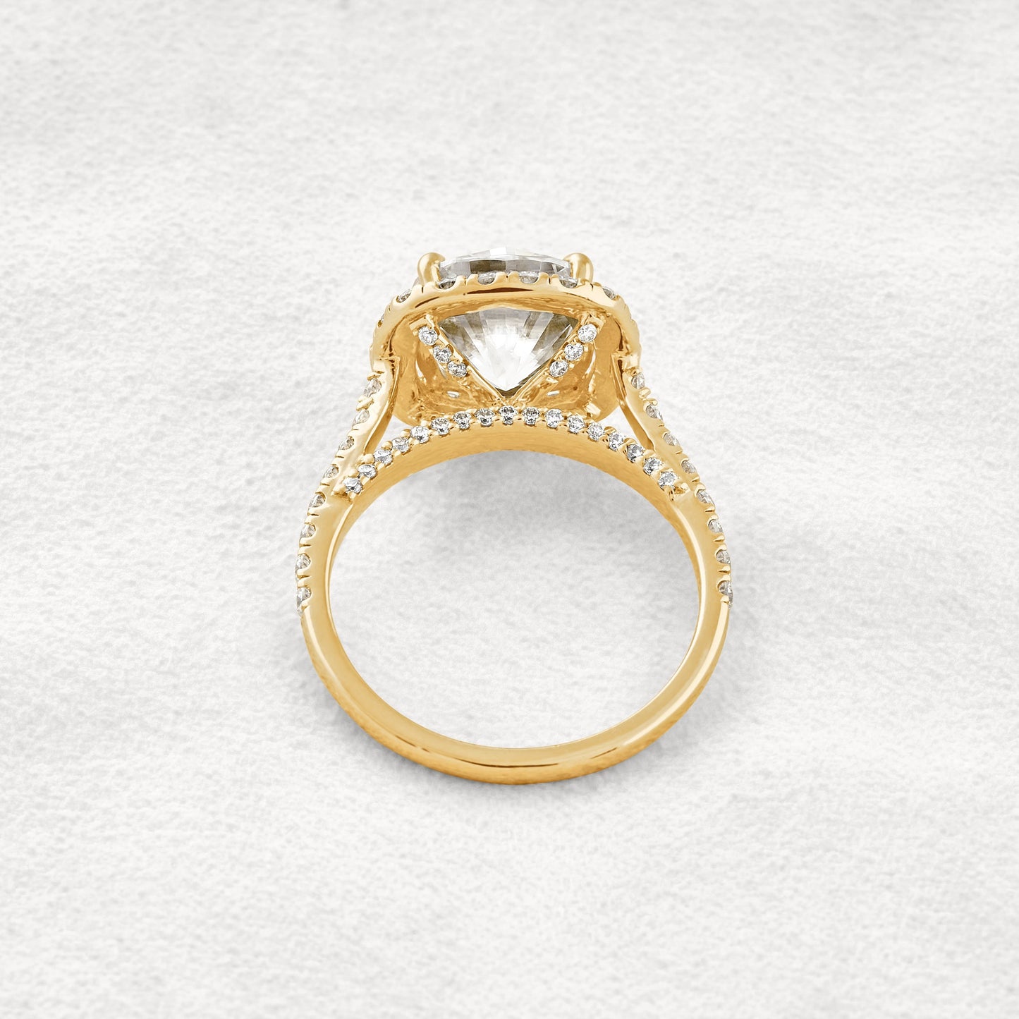 4 CT Cushion Cut Halo & Pave Moissanite Diamond Engagement Ring In Rose Gold