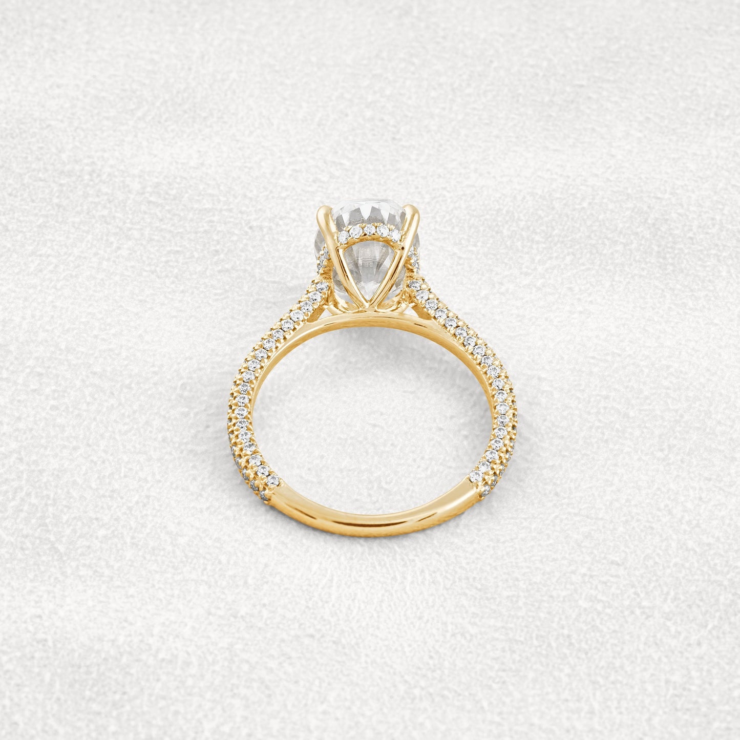 4 CT Oval Cut Pave Moissanite Diamond Engagement Ring & Wedding Ring In Rose Gold