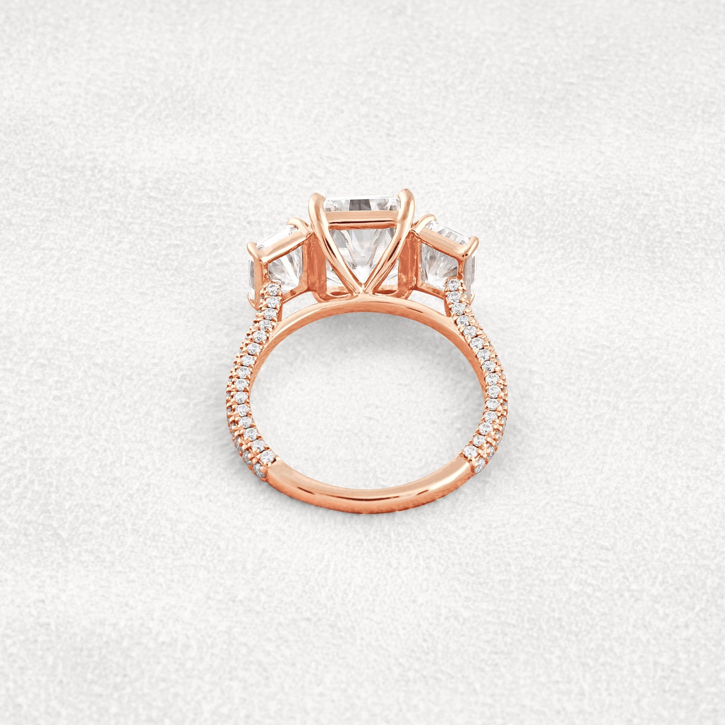 3.51 CT Radiant Cut 3 Stones Moissanite Diamond Engagement Ring In White Gold