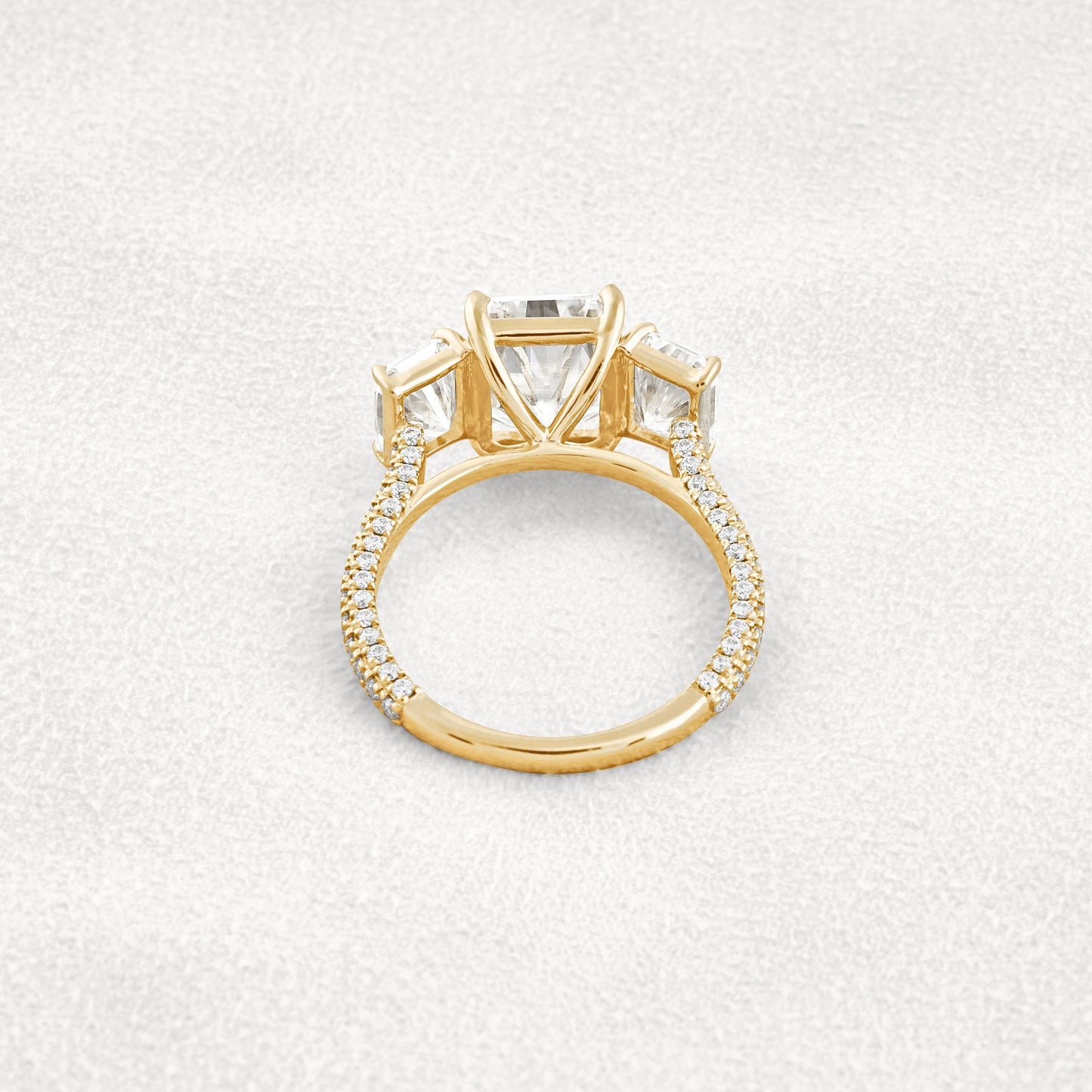 3.51 CT Radiant Cut 3 Stones Moissanite Diamond Engagement Ring In Rose Gold