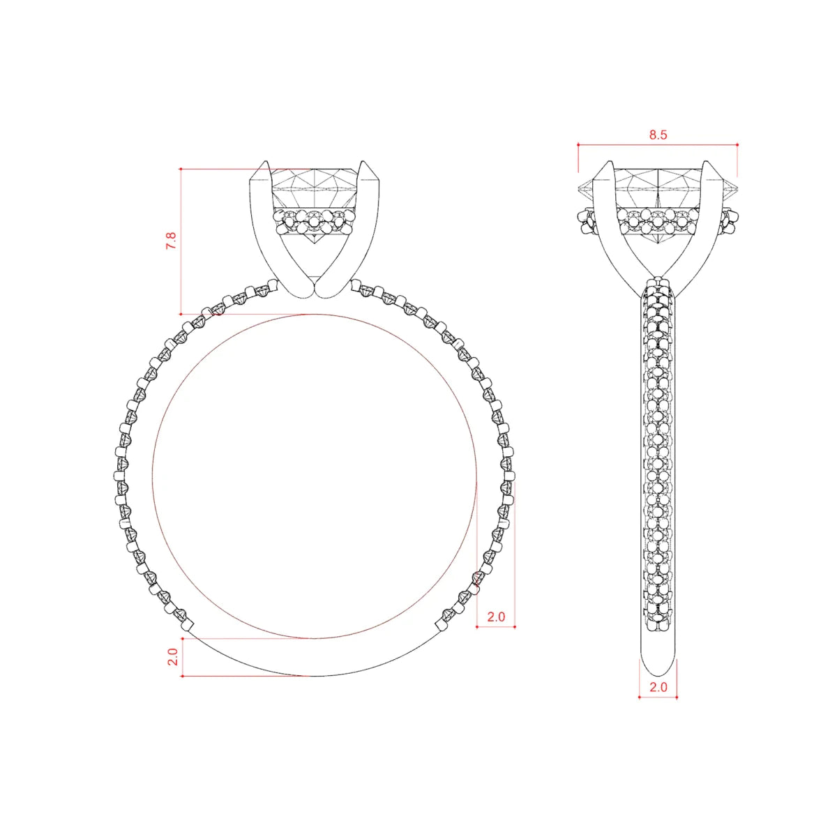 1.91 CT Oval Moissanite Diamond Hidden Halo Engagement Ring