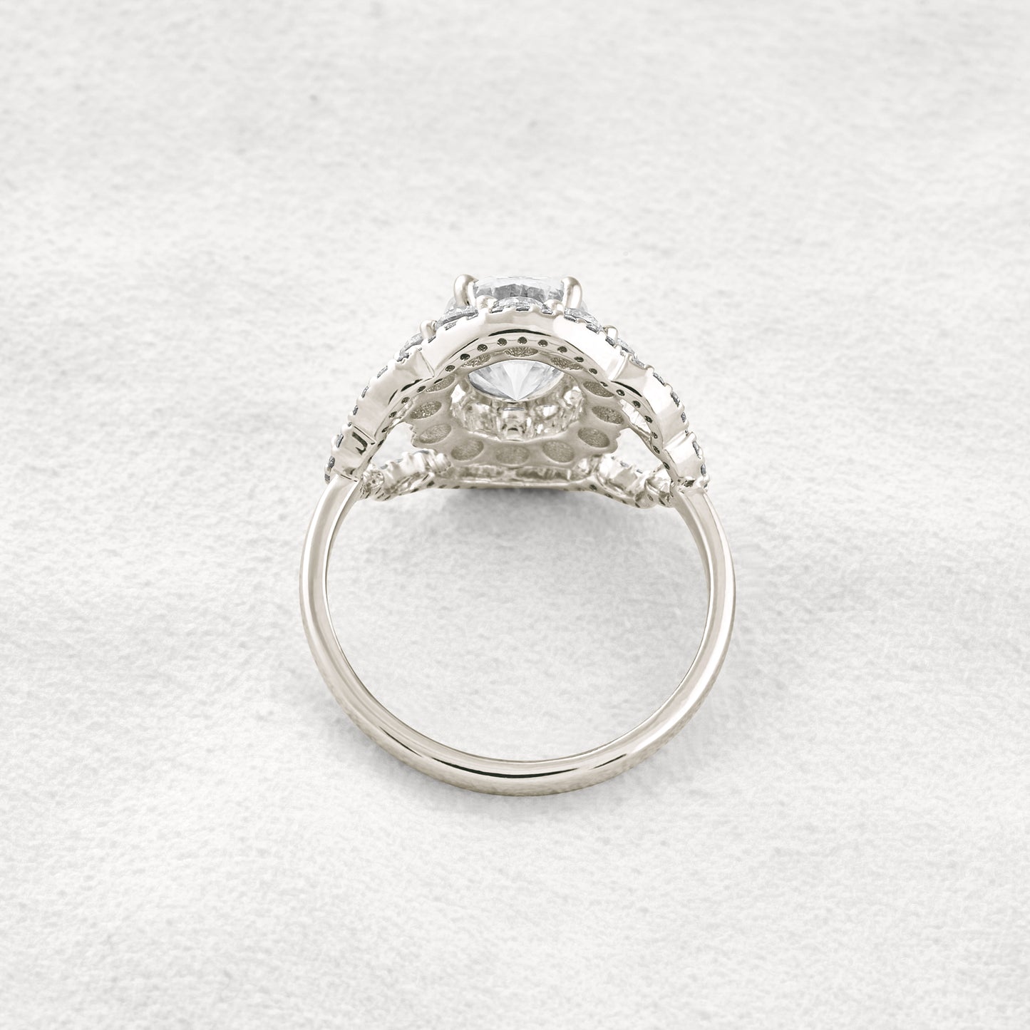 1.91 CT Oval Cut Vintage Halo Moissanite Diamond Engagement Ring