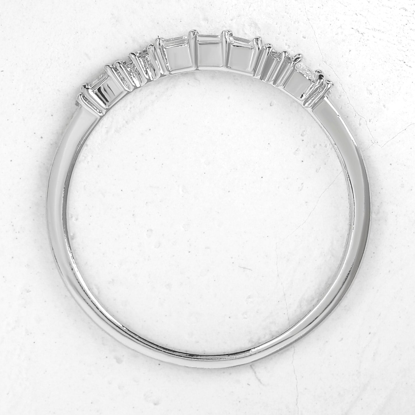 Round and Baguette Moissanite Diamond Wedding Band