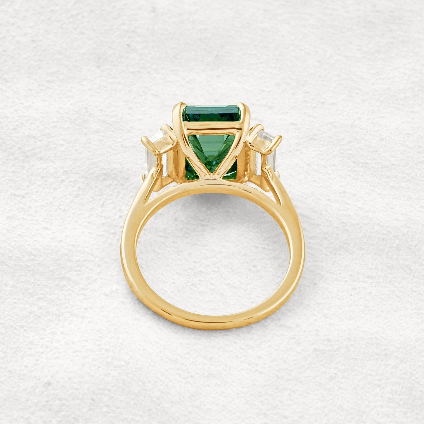 6.2 CT Dark Green Emerald Cut 3 Stones Moissanite Diamond Engagement Ring In Rose Gold