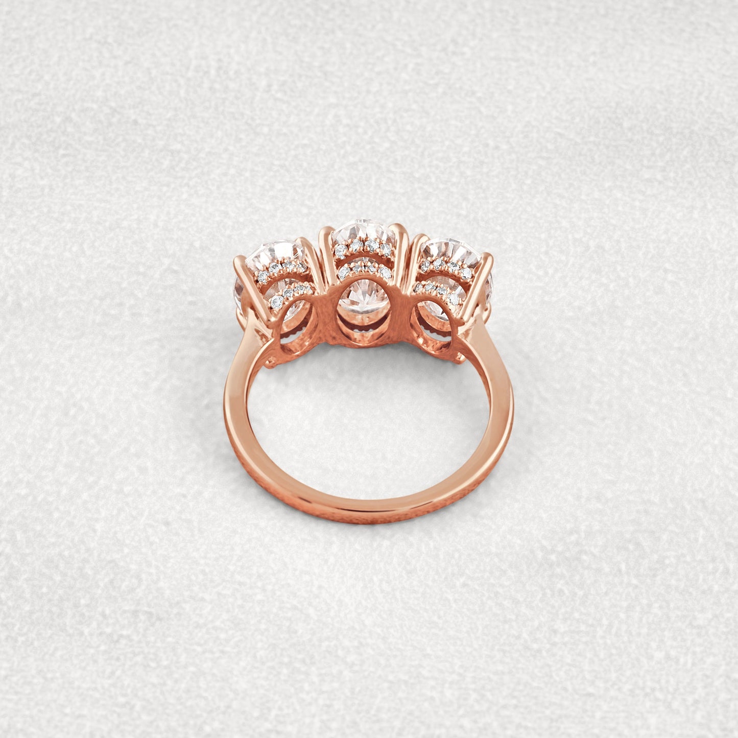 2.35 CT Oval Cut 3 Stones Moissanite Diamond Engagement Ring In White Gold