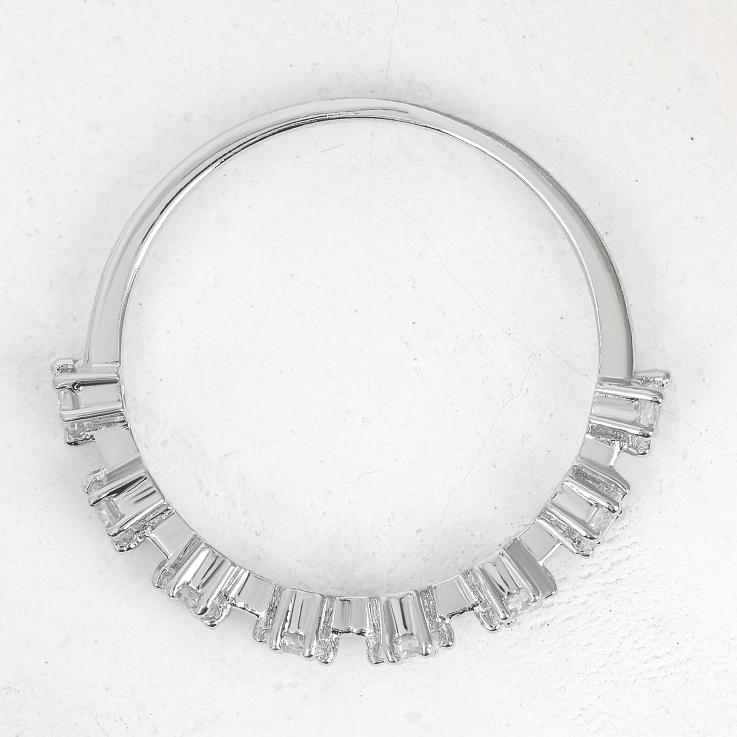 Round Moissanite Half Eternity Stackable Wedding Band