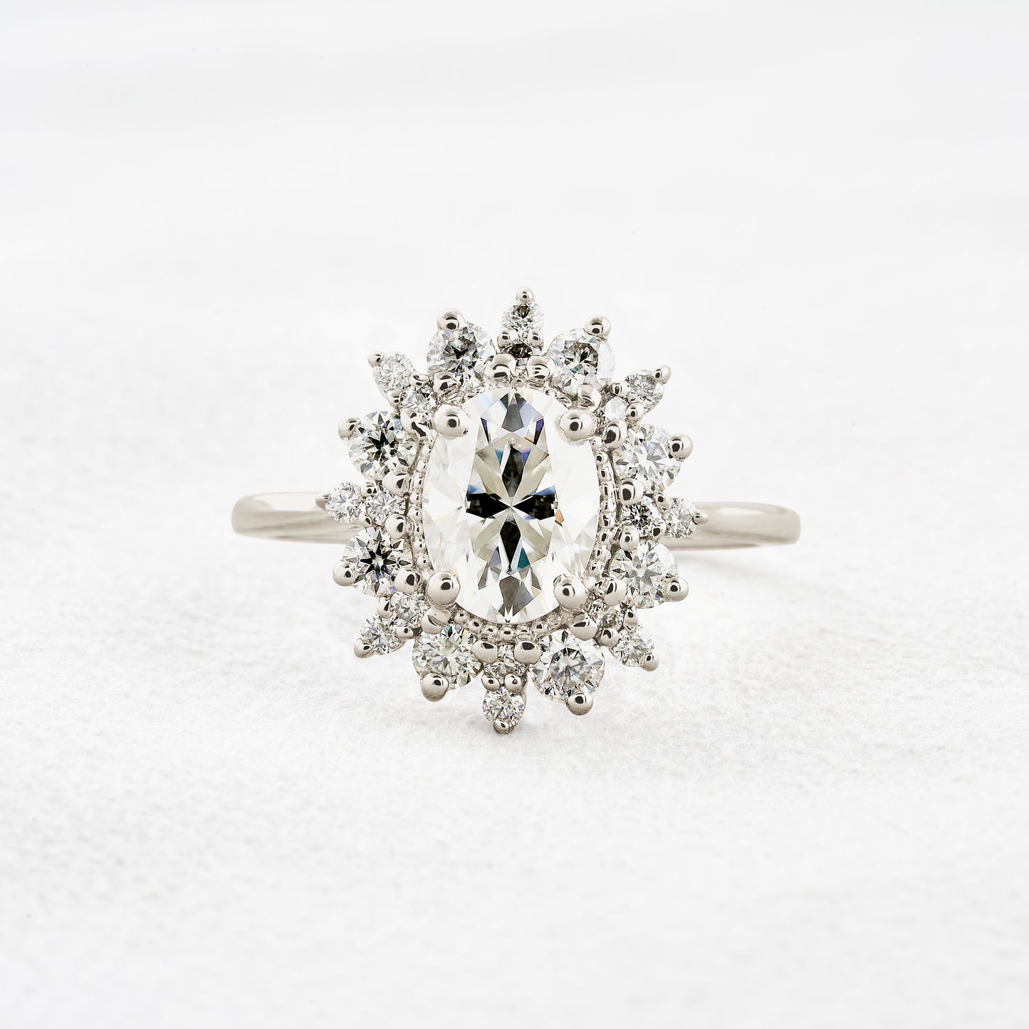 1.33 CT Oval Cut Halo Moissanite Engagement Ring