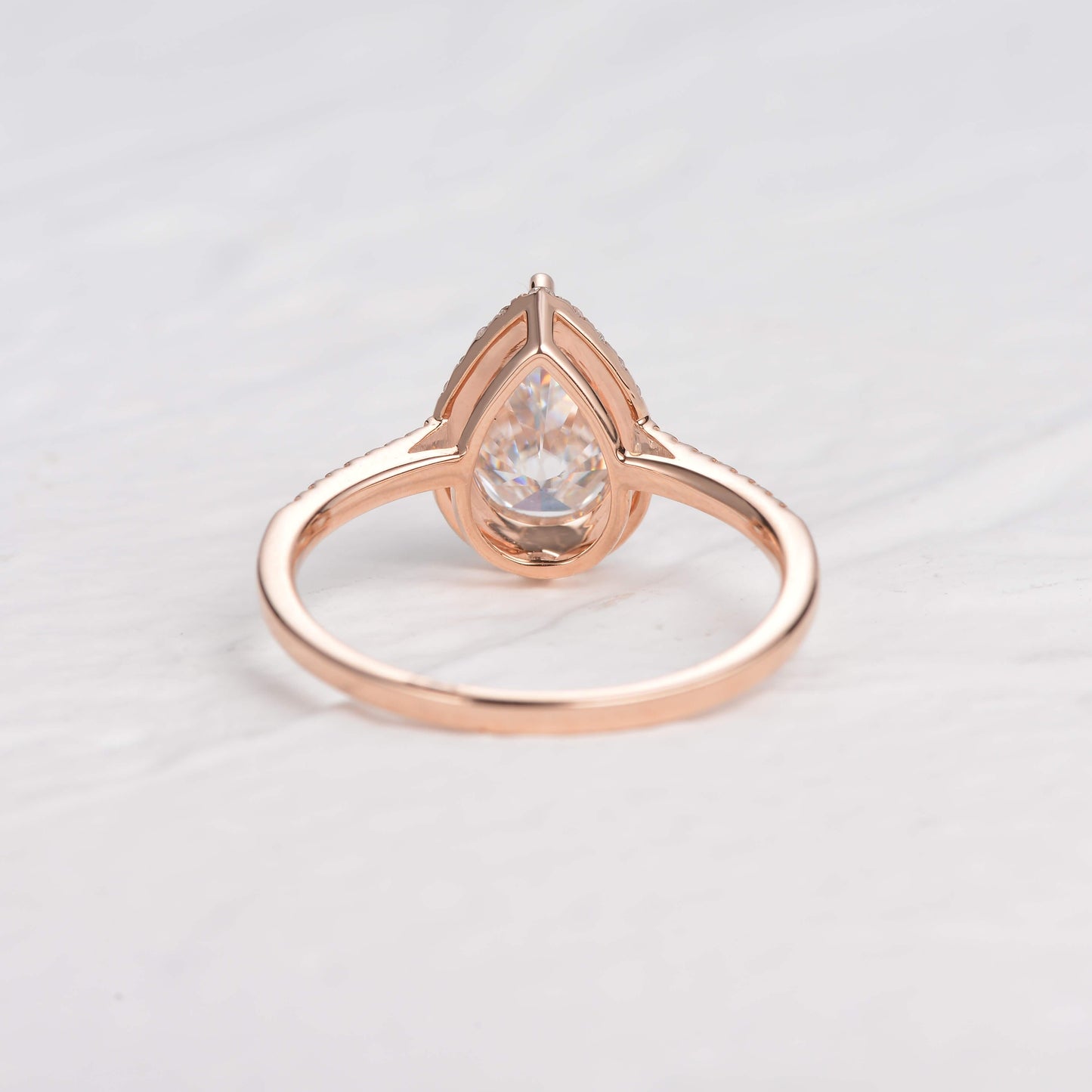 1.25 CT Pear Moissanite Diamond Halo Engagement Ring