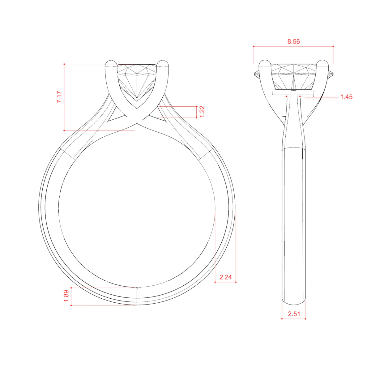 1.33 CT Oval Moissanite Diamond Solitaire Engagement Ring