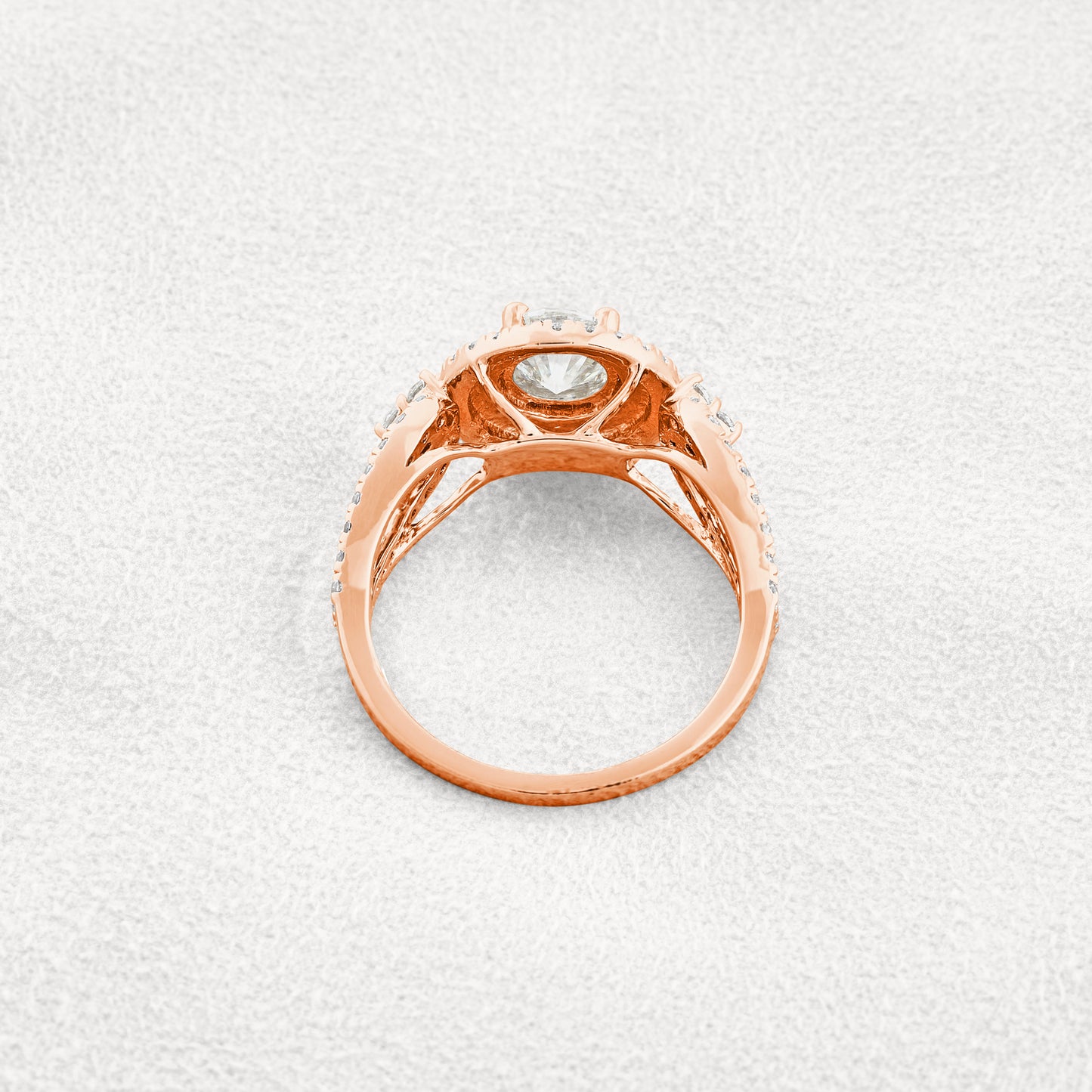 0.7 CT Round Cut Double Halo Vintage Moissanite Engagement Ring