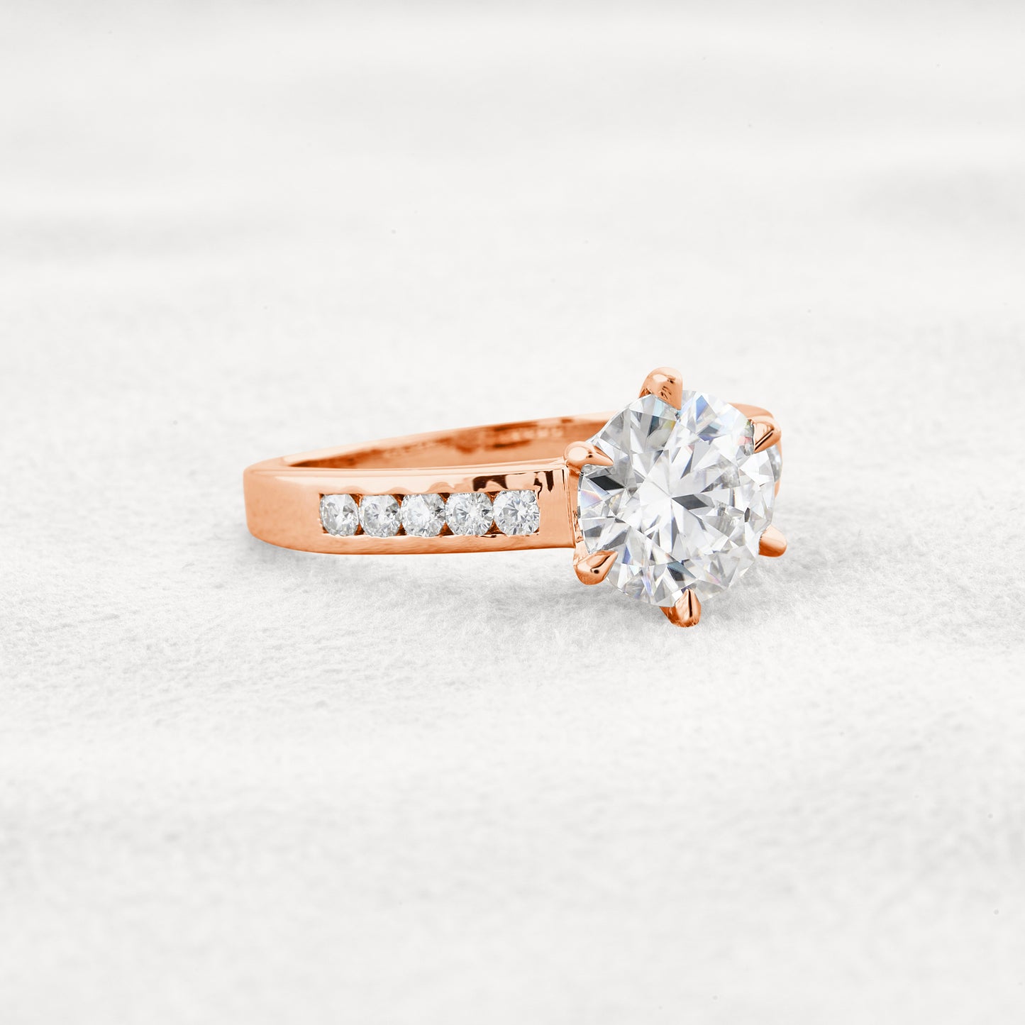 1.7 CT Round Cut Pave Moissanite Engagement Ring