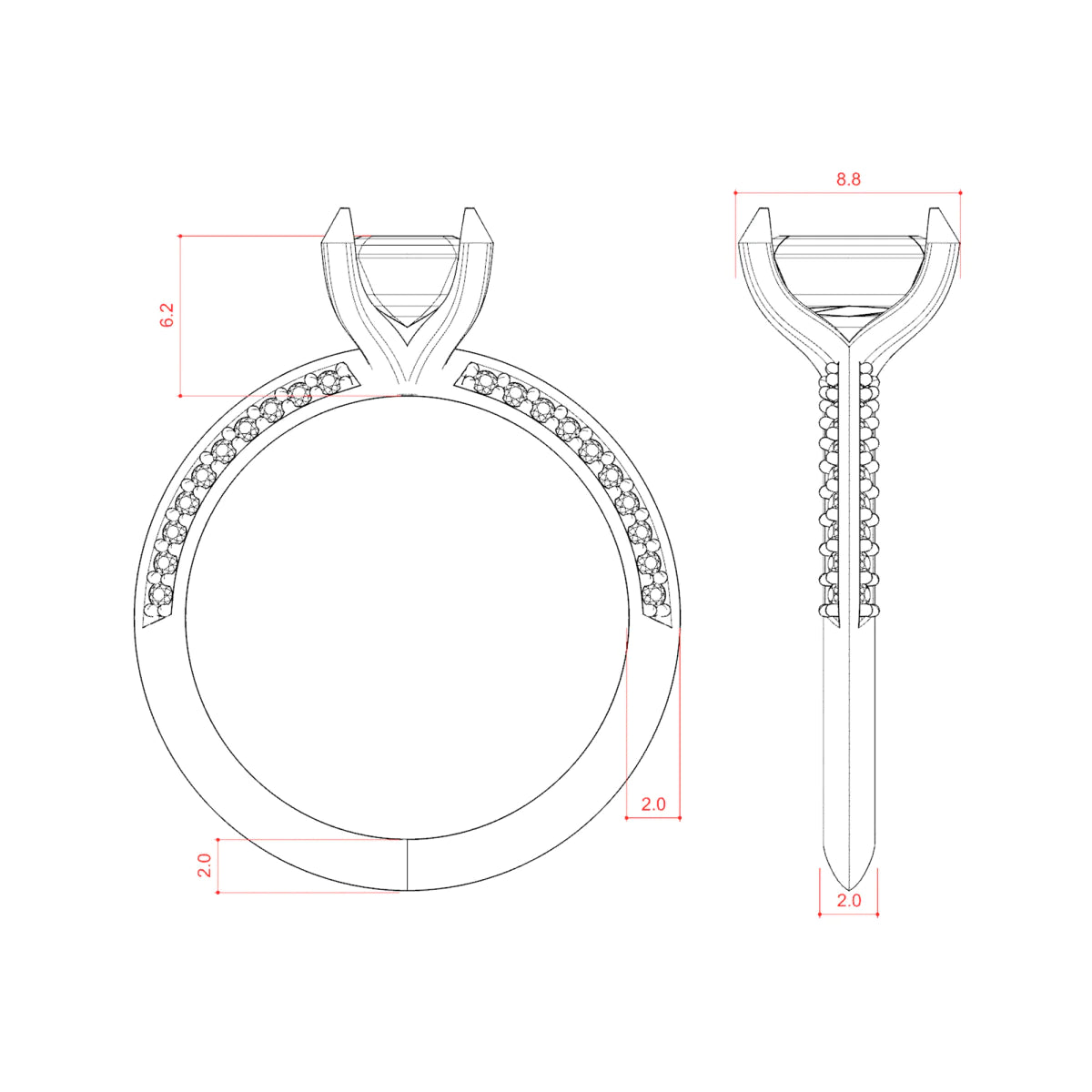 1.60 CT Emerald Moissanite Diamond Solitaire Engagement Ring