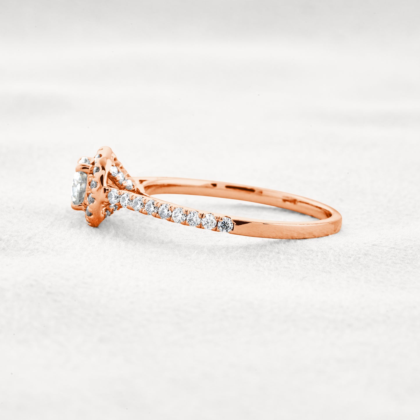 0.45 CT Round Cut Halo & Pave Moissanite Engagement Ring