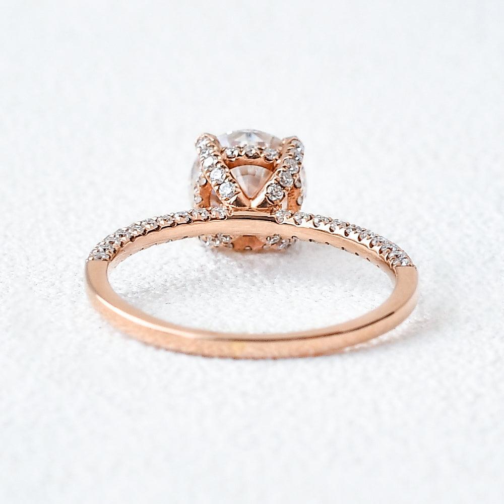 3.2 CT Round Moissanite Diamond Hidden Halo Engagement Ring