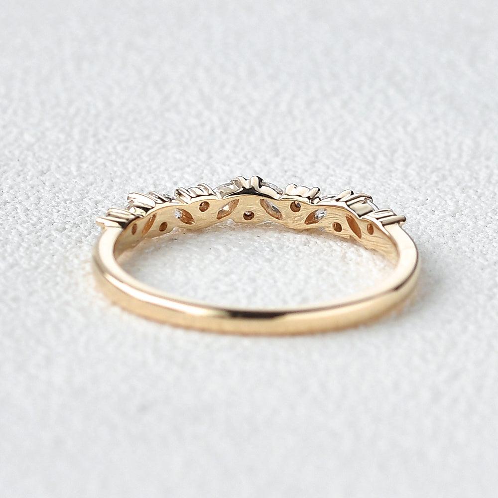 0.26 CT Marquise & Round Moissanite Diamond Cluster Wedding Band