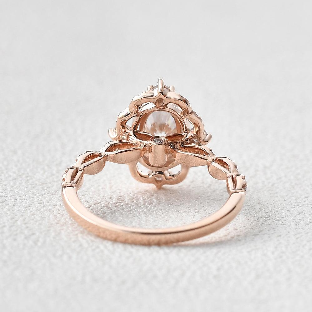 1.33 CT Oval Moissanite Diamond Cluster Engagement Ring