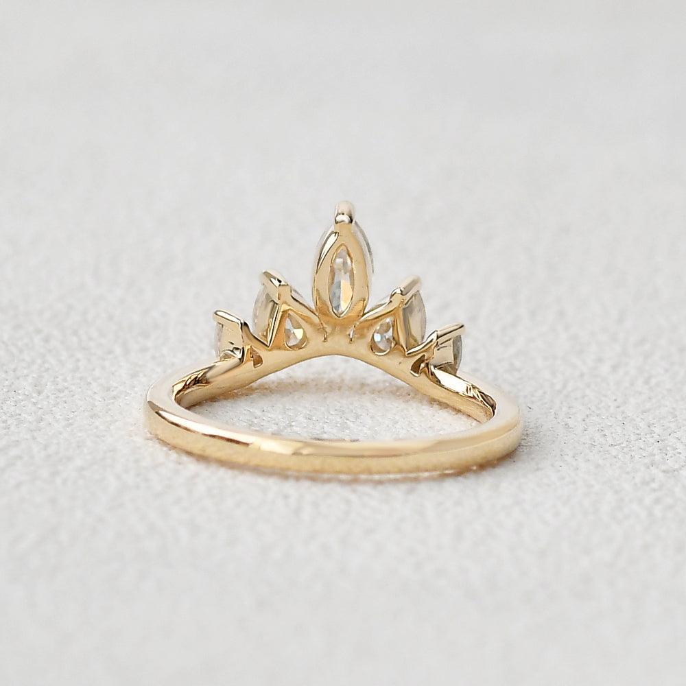 0.6 CT Marquise & Pear Moissanite Diamond Cluster Wedding Band