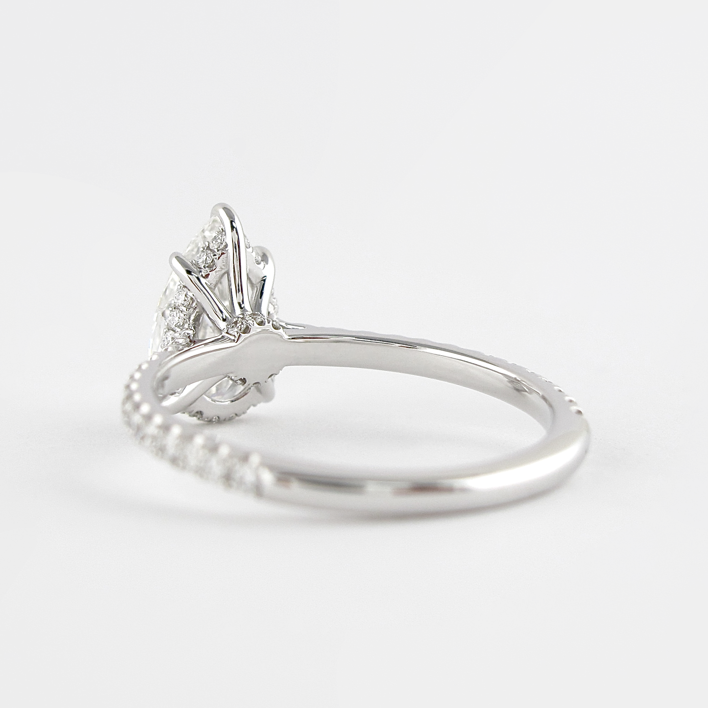 1.5 CT Pear Moissanite Diamond Hidden Halo Engagement Ring