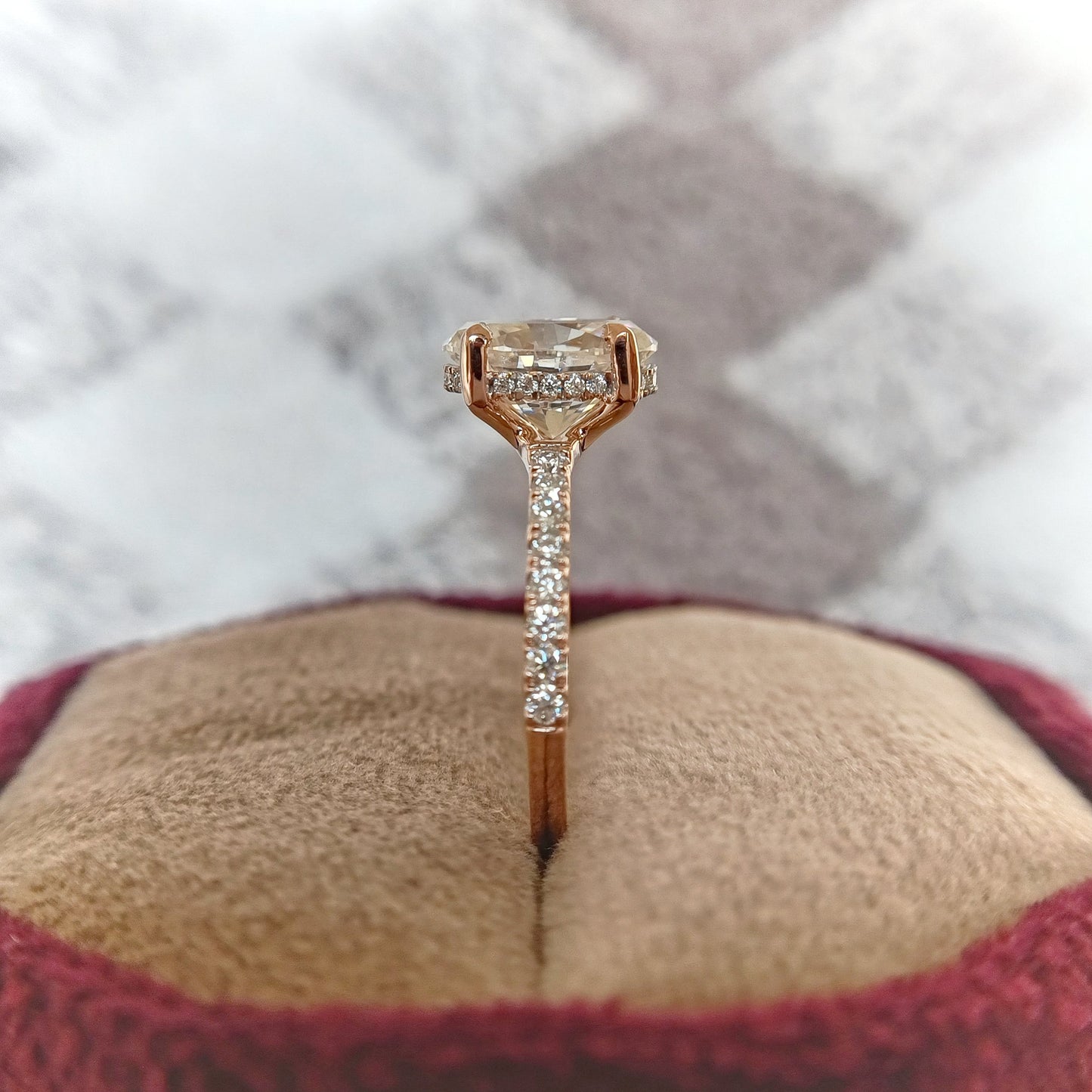 2.10 CT Oval Cut Moissanite Hidden Halo Diamond Engagement Ring