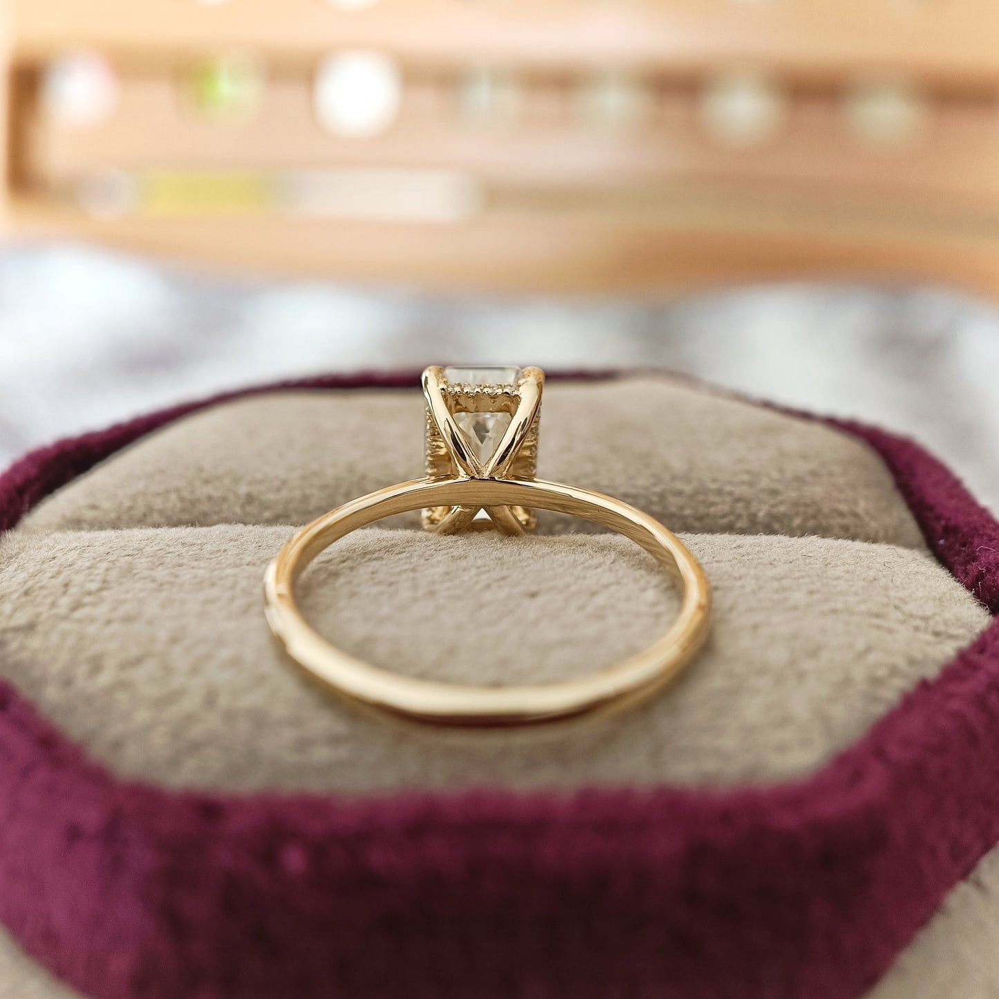 2.62 CT Emerald Cut Moissanite Diamond Engagemenr Ring