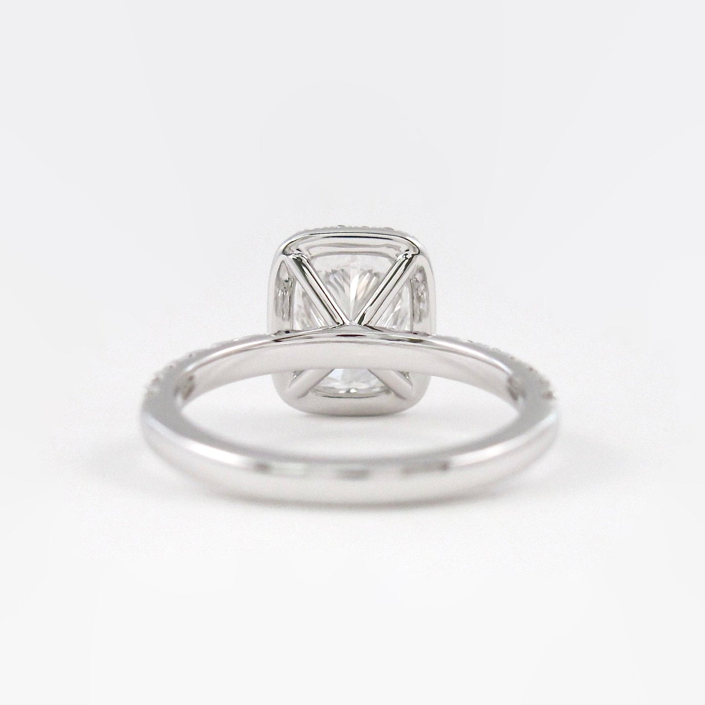 2.0 CT Elongated Cushion Moissanite Diamond Halo Engagement Ring