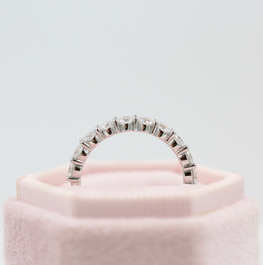 1.0 CT Round Moissanite Diamond Half Eternity Wedding Band