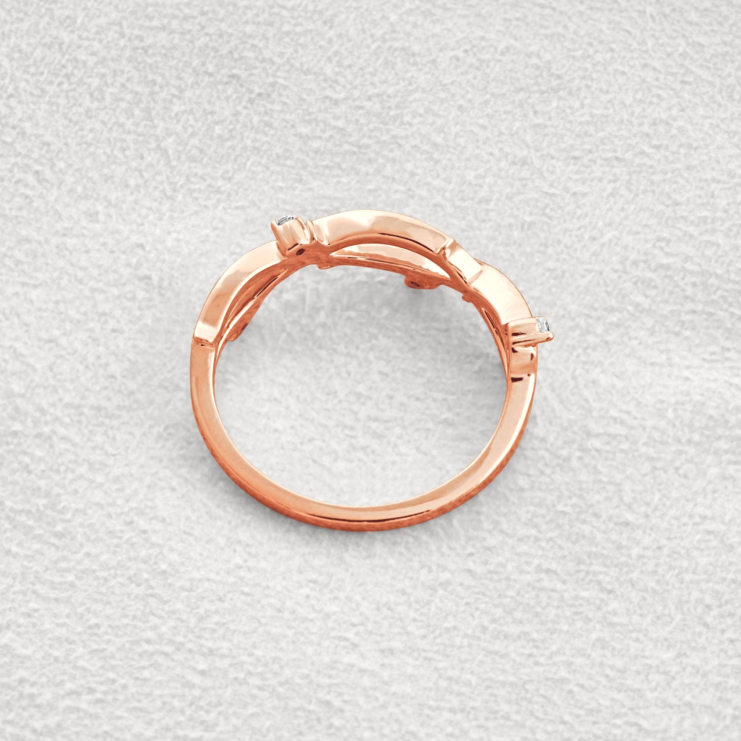 0.09 CT Round Shaped Moissanite Criss-Cross Wedding Band