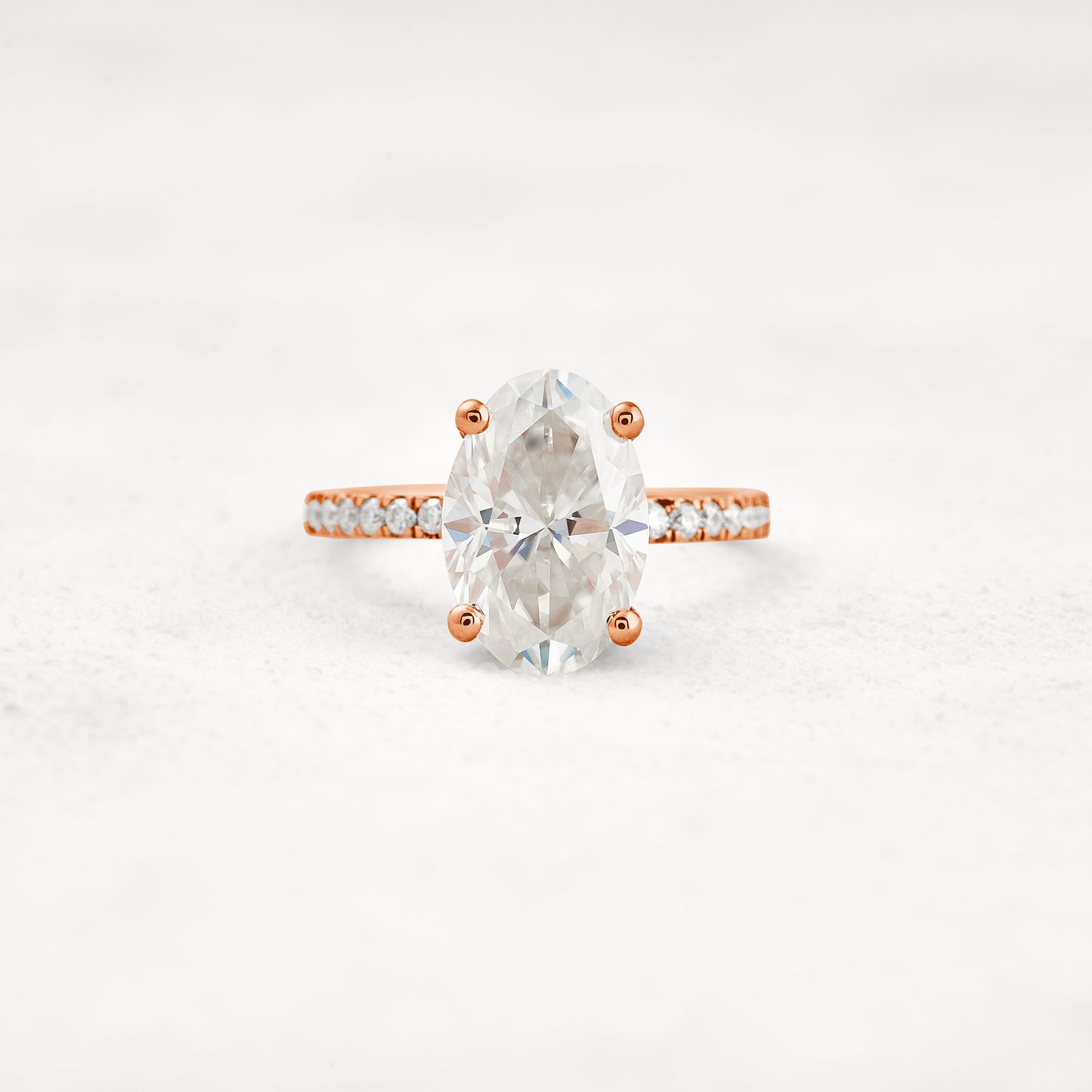 3.85 CT Oval Cut Pave Moissanite Engagement Ring