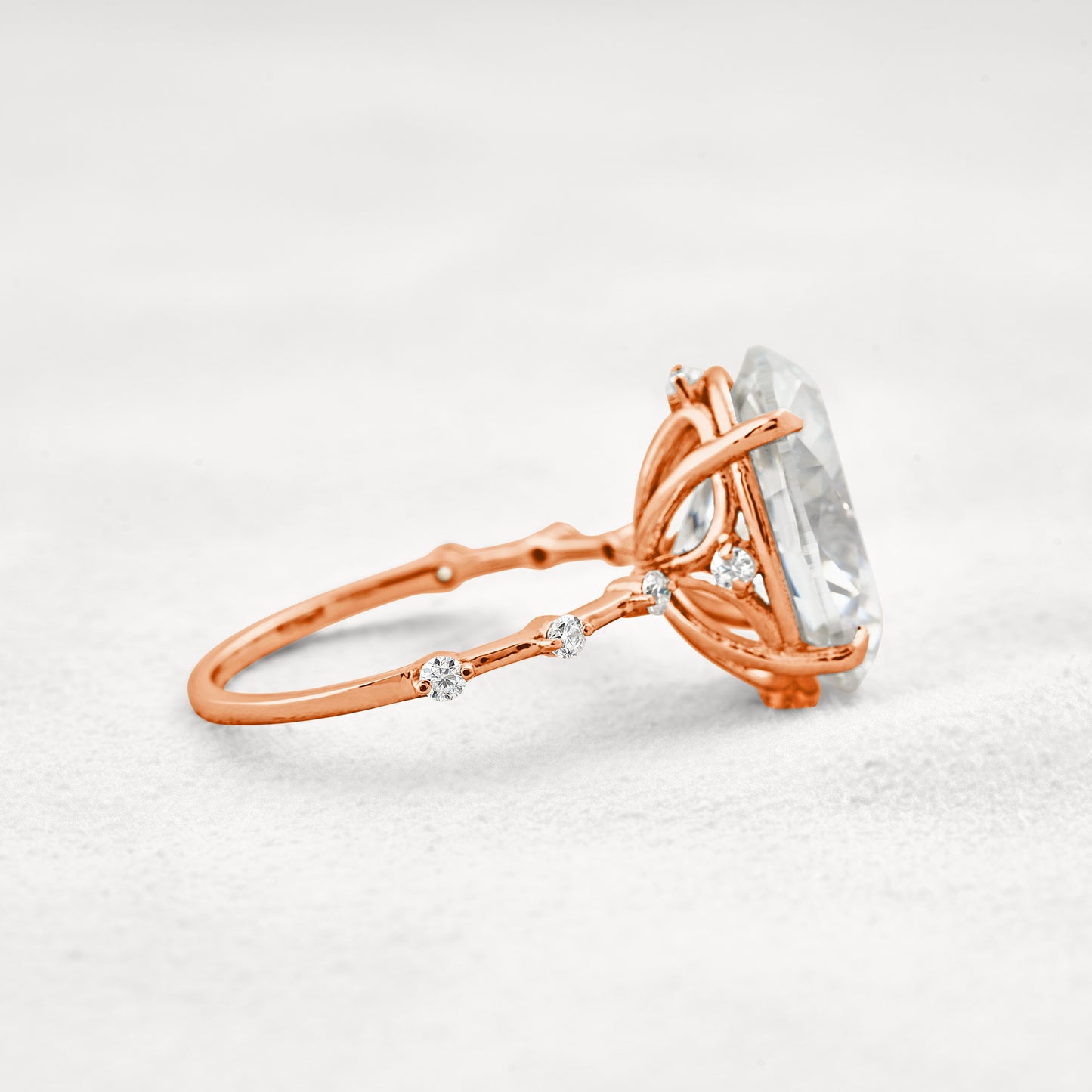 6.58 CT Oval Cut Dainty Moissanite Engagement Ring