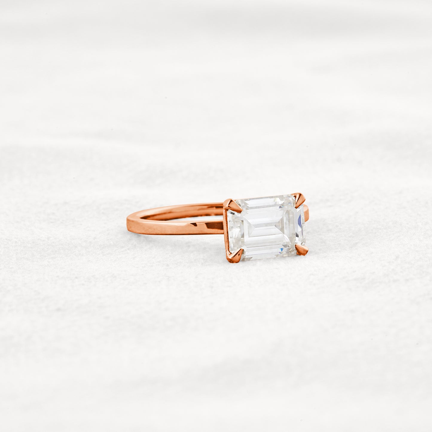 1.6 CT Emerald Cut Solitaire Moissanite Engagement Ring