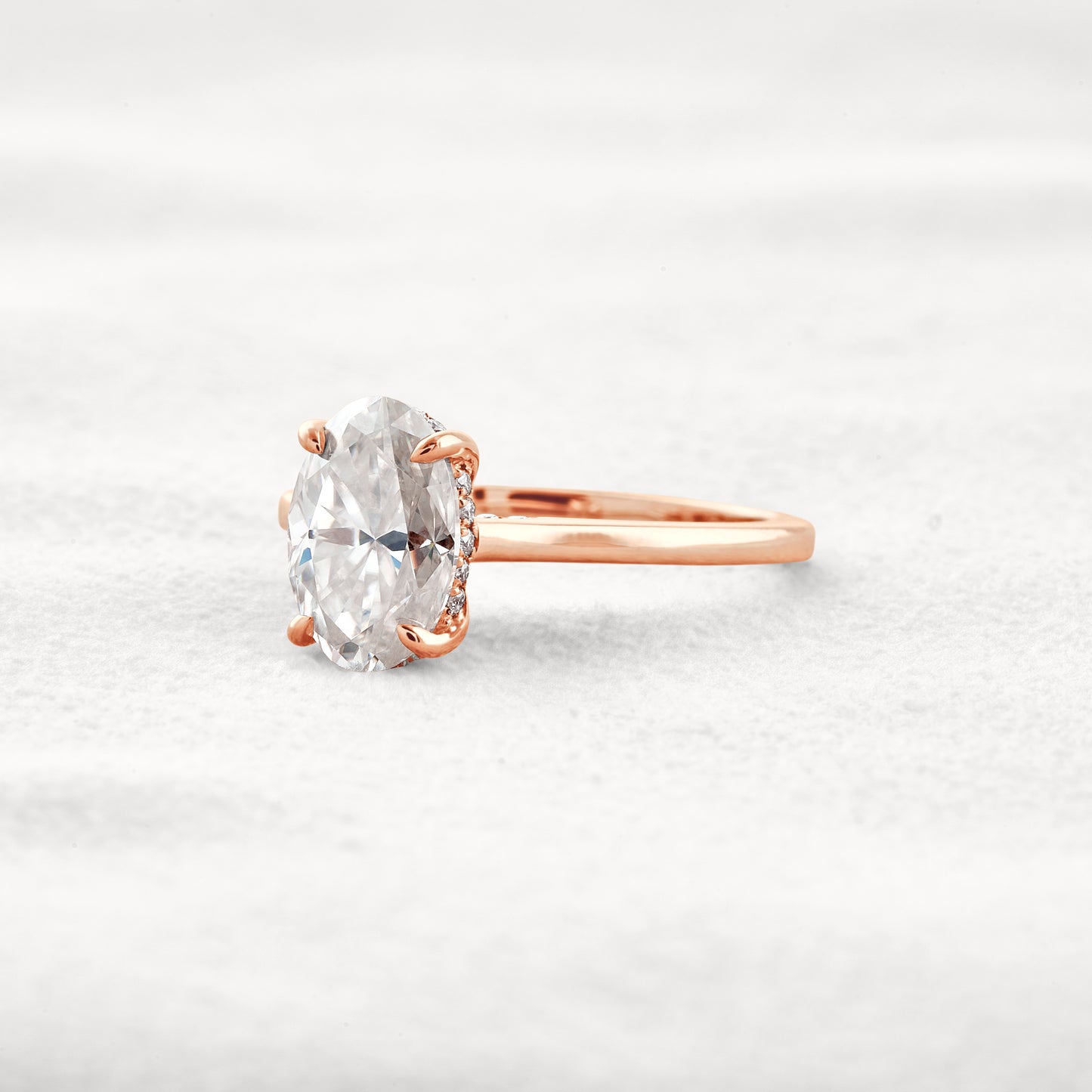 1.85 CT Oval Cut Hidden Halo Moissanite Engagement Ring