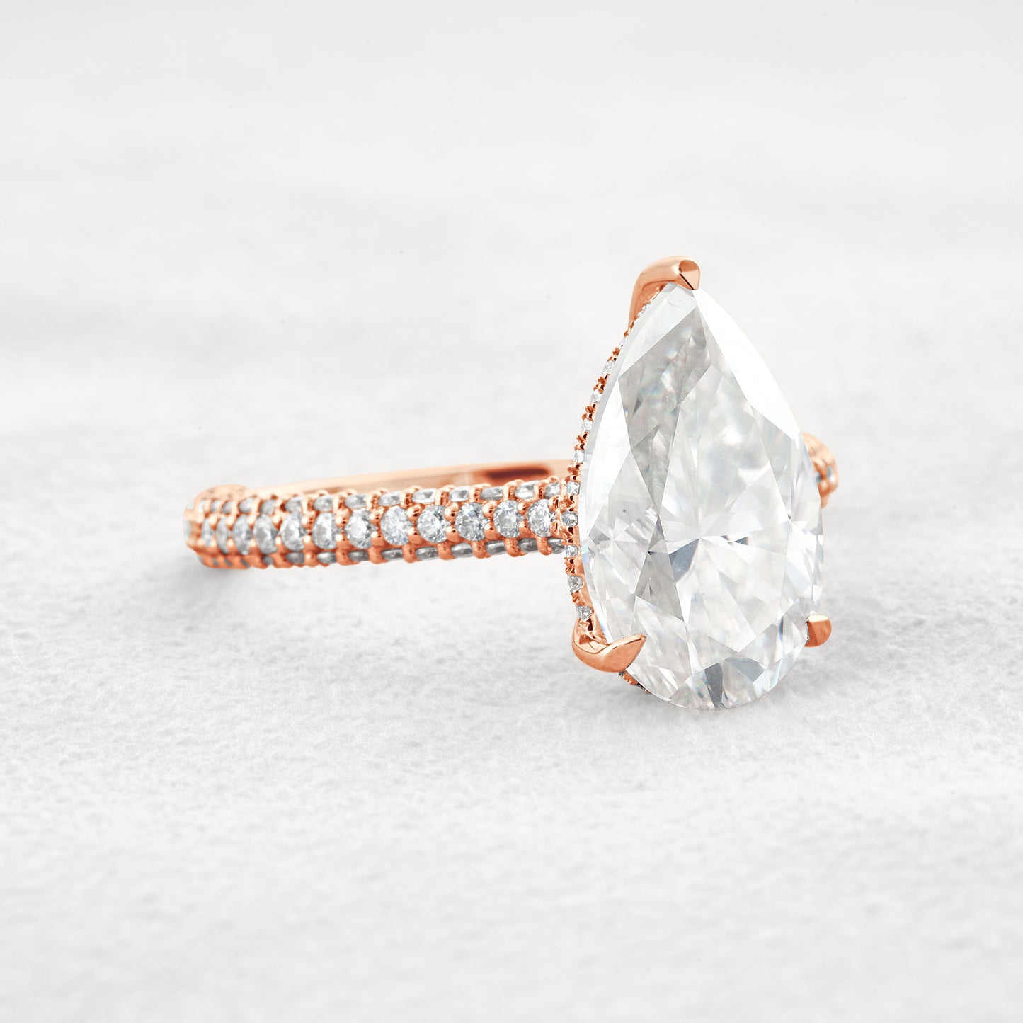 5.37 CT Pear Cut Pave Moissanite Engagement Ring