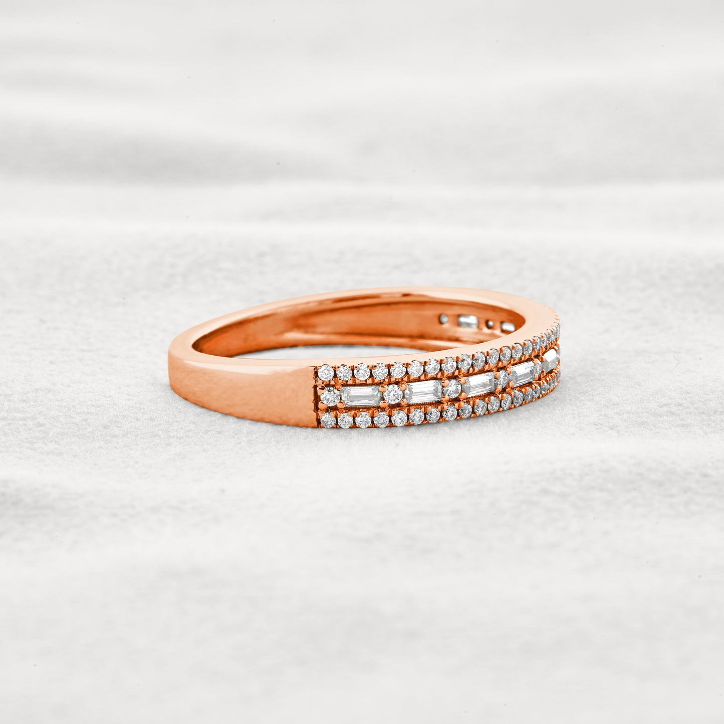 0.54 CT Baguette & Round Shaped Moissanite Wedding Band