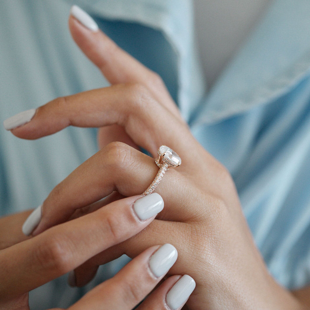 2.72 CT Oval Moissanite Diamond Three Stones Engagement Ring