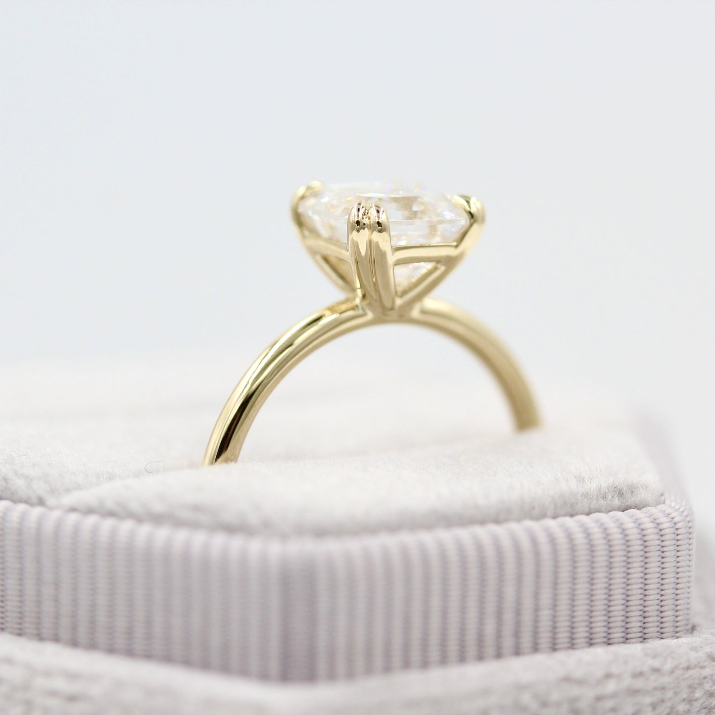 2.0 CT Asscher Moissanite Diamond Solitaire Engagement Ring