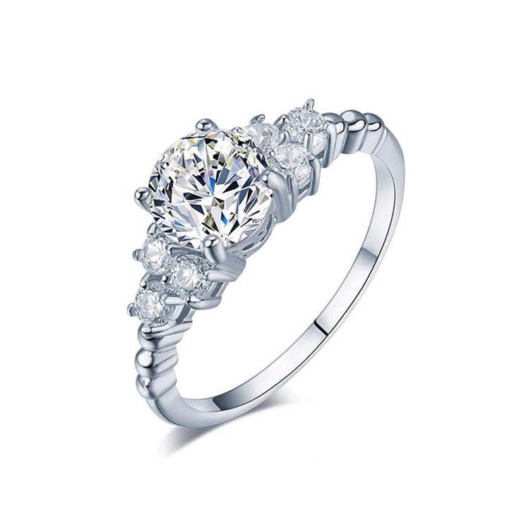 2.0 CT Round Moissanite Diamond Cluster Engagement Ring