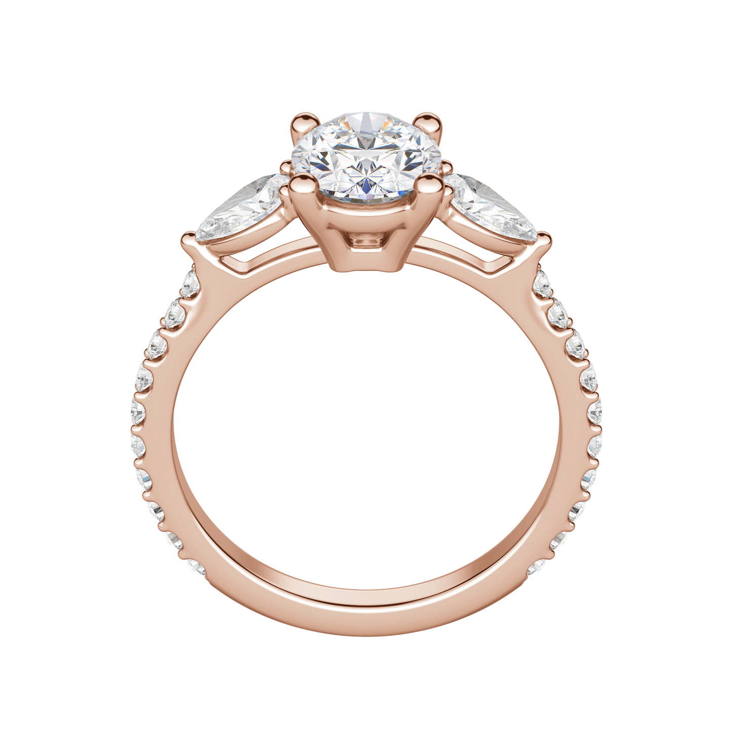 2.10 CT Oval Moissanite Diamond Three Stones Engagement Ring